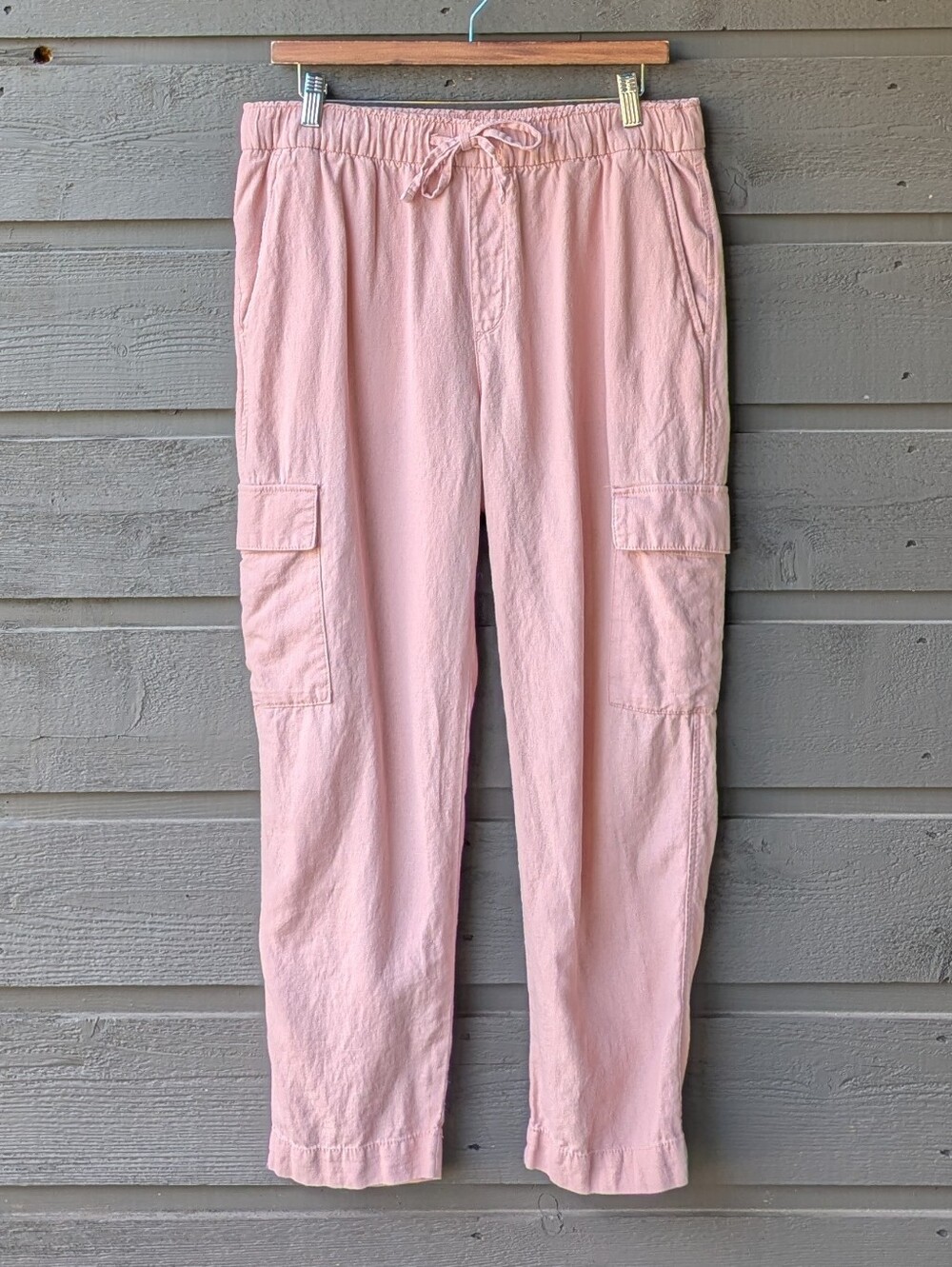 GAP Mid Rise Easy Linen-Blend Cargo Pants Ballet Pink Slipper Size Medium